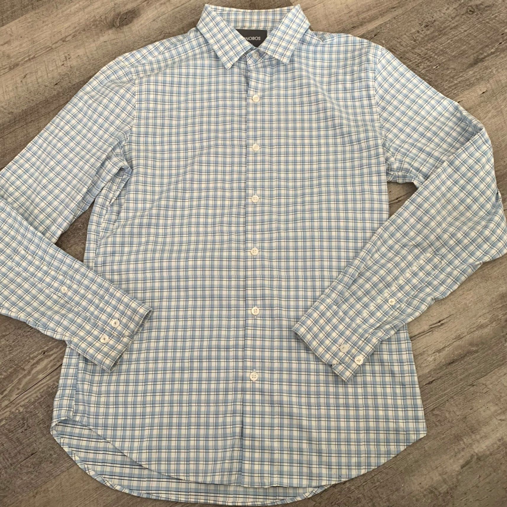 Bonobos Bonobos Shirt Mens Medium Blue Plaid Slim Fit Nylon Blend Performance Shirt Size US M / EU 48-50 / 2 - 3 Thumbnail