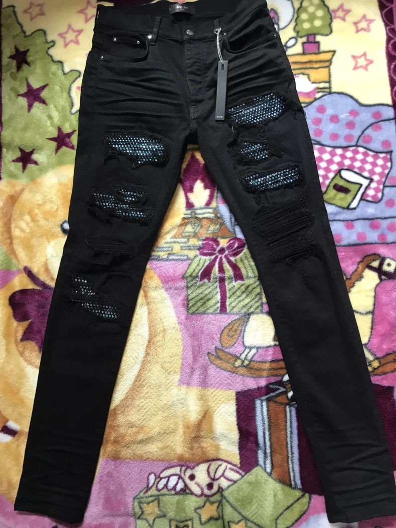 Amiri Amiri high-end customization ice blue diamond destruction Size US 34 / EU 50 - 1 Thumbnail
