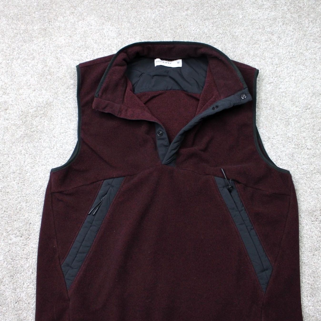 Vintage Hill City Vest Mens Medium Burgundy Fleece Zip Pockets Casual T Snap Pullover Size US M / EU 48-50 / 2 - 6 Thumbnail