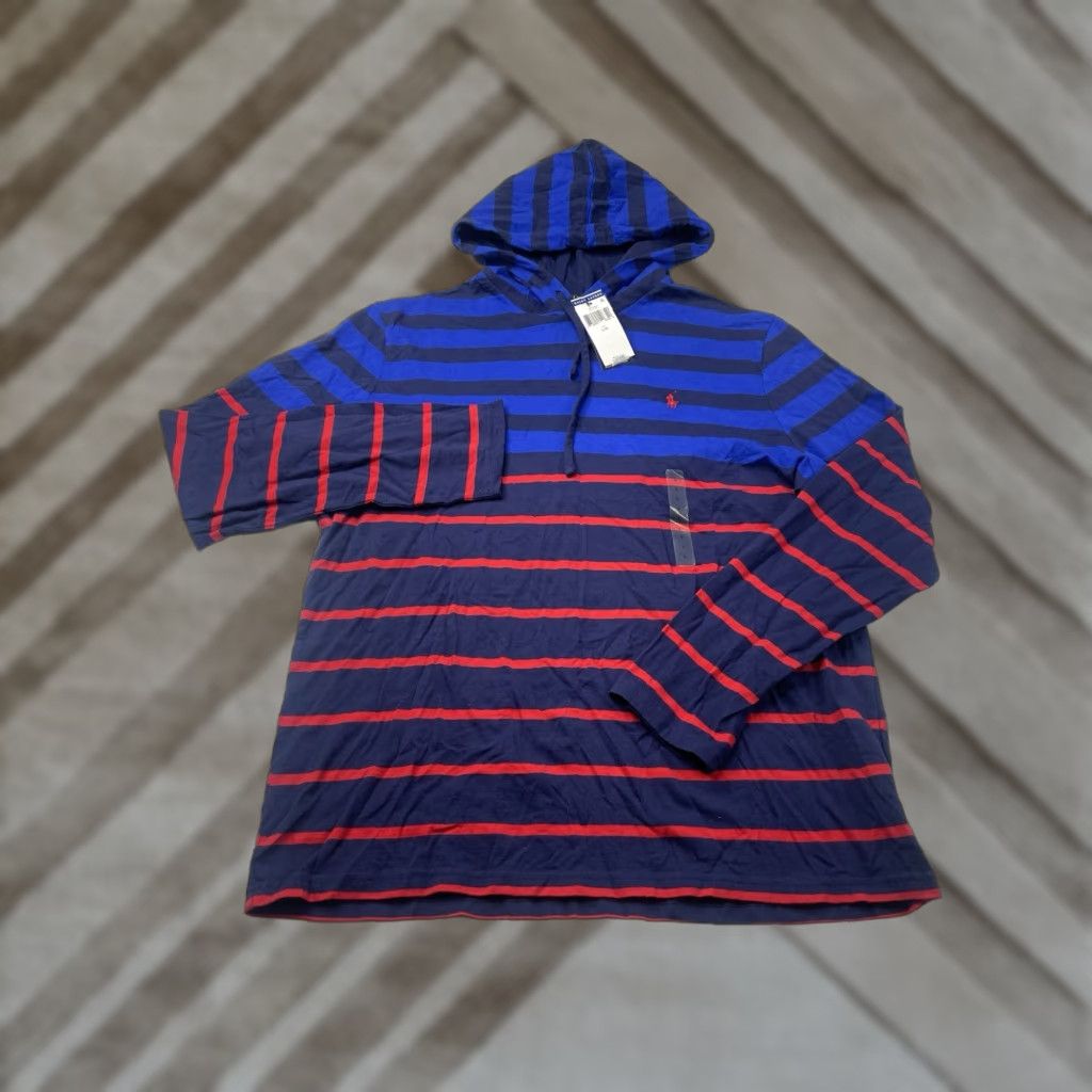 Polo Ralph Lauren **Red Striped Polo Ralph Lauren Men's Large Pullover Hoodie** User: **Blue Red Striped Polo Ralph Lauren Men's Large Pullover Hoodie** Size US L / EU 52-54 / 3 - 1 Thumbnail