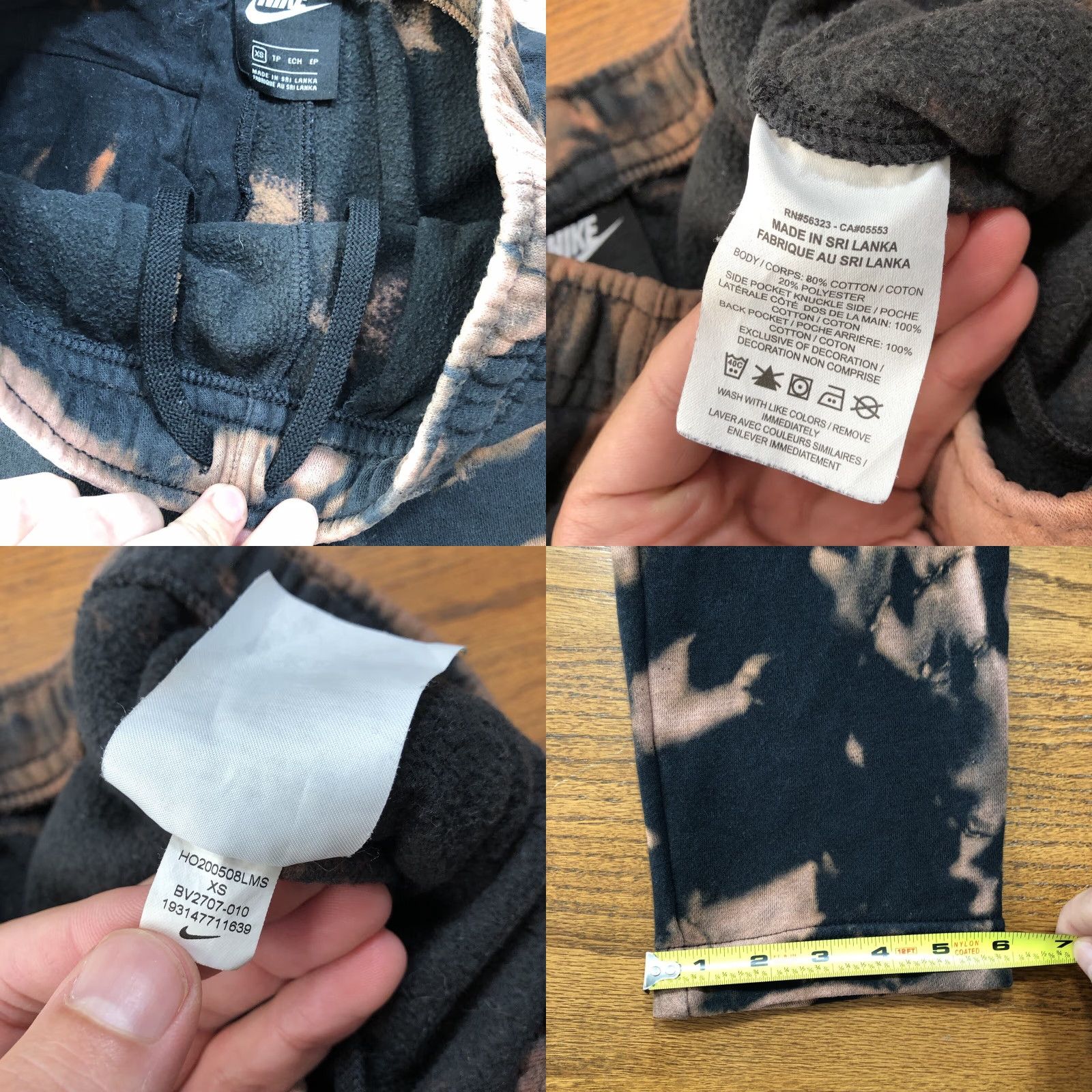 Nike VINTAGE Nike Sweatpants Black Adult XS Tie Dye Drawstring Pockets 90s University Athleisure Logo Size US 27 - 8 Thumbnail