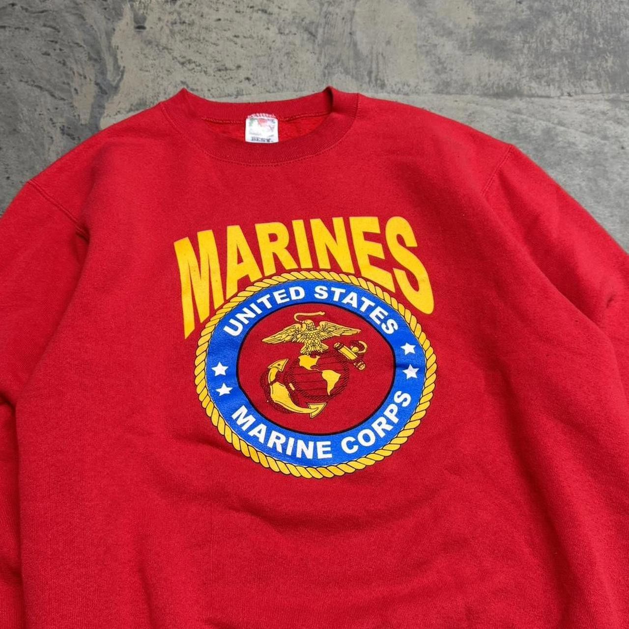 Fruit Of The Loom × Vintage Vintage 90s United States Marines Corps Crewneck Sweatshirt Size US M / EU 48-50 / 2 - 2 Thumbnail