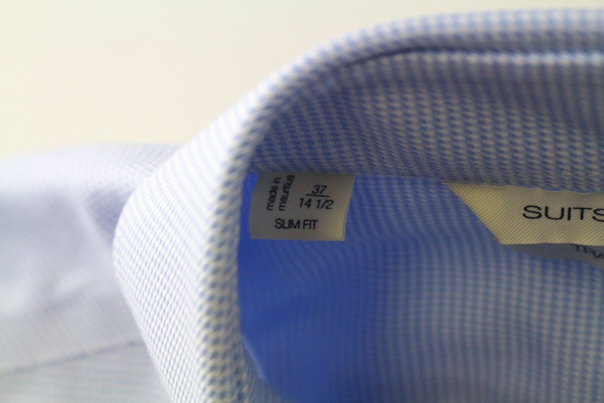 Suitsupply TRAVELLER 37/14 1/2 Slim Blue Cotton Twill Shirt 76242 Size 38R - 5 Thumbnail