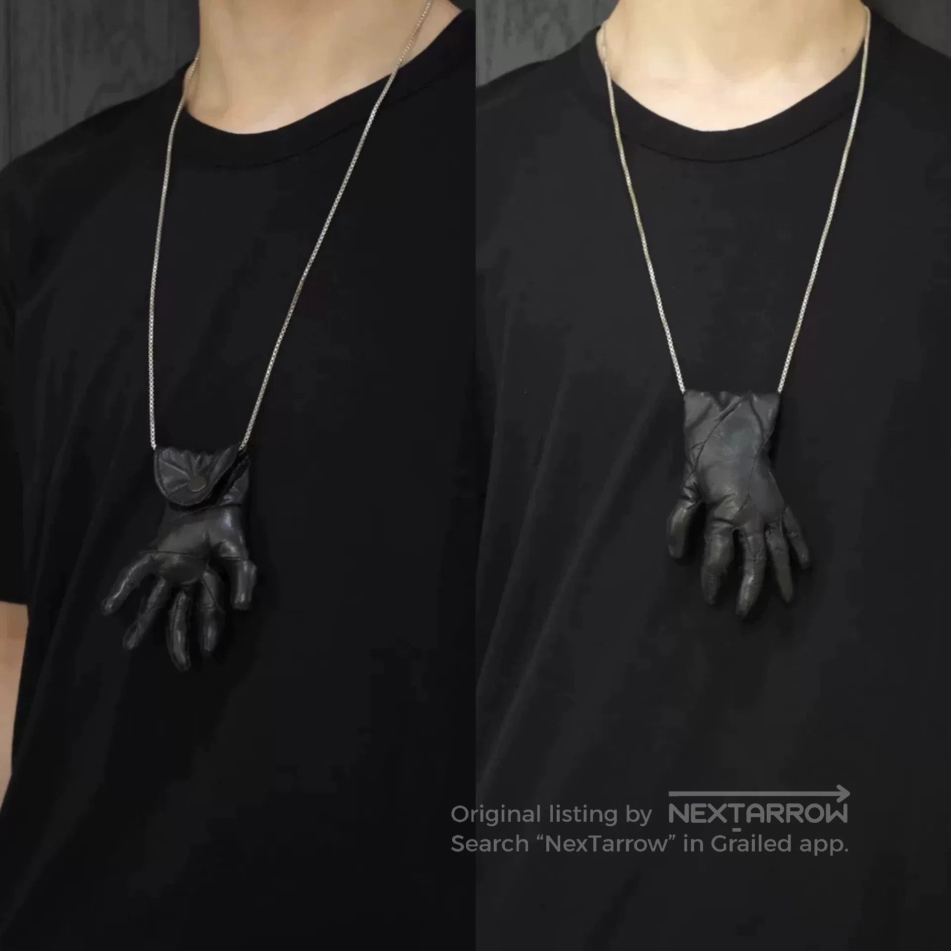 Leon Emanuel Blanck black leather avant-garde glove necklace bag. Size ONE SIZE - 8 Thumbnail