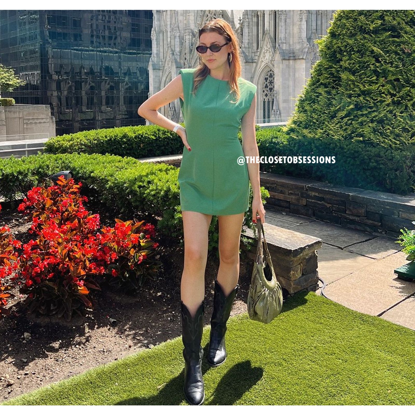 Zara Zara Green Structured Shoulder Pad Mini Dress NWT Size L / US 10 / IT 46 - 18 Thumbnail