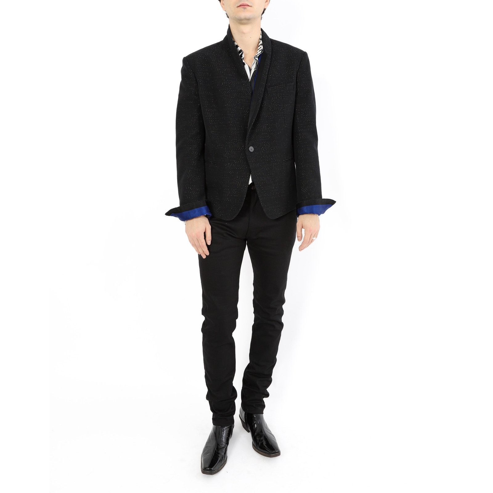 Haider Ackermann SS17 Shawl Collar Blazer in Black Metallic Wool Size 50R - 5 Thumbnail