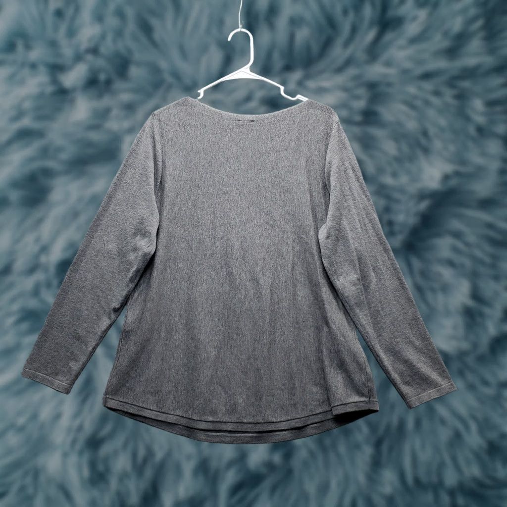Vintage Chico's Tunic Top Womens Size L Gray Knit Long Sleeve Round Neck Curved Hem Size L / US 10 / IT 46 - 1 Thumbnail