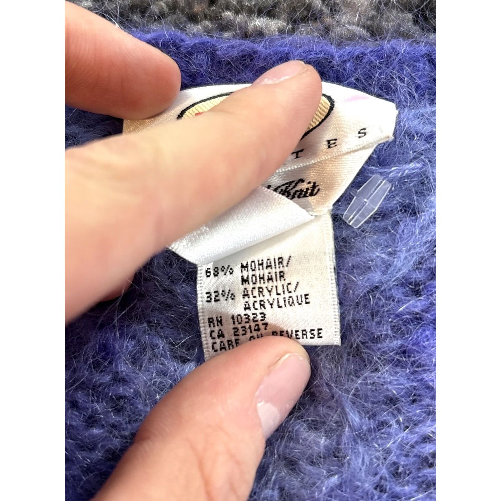 Talbots VINTAGE Talbots Cardigan Sweater PM Blue Hand Knit Fair Isle Mohair Blend 90s Vtg Womens Size M / US 6-8 / IT 42-44 - 5 Thumbnail