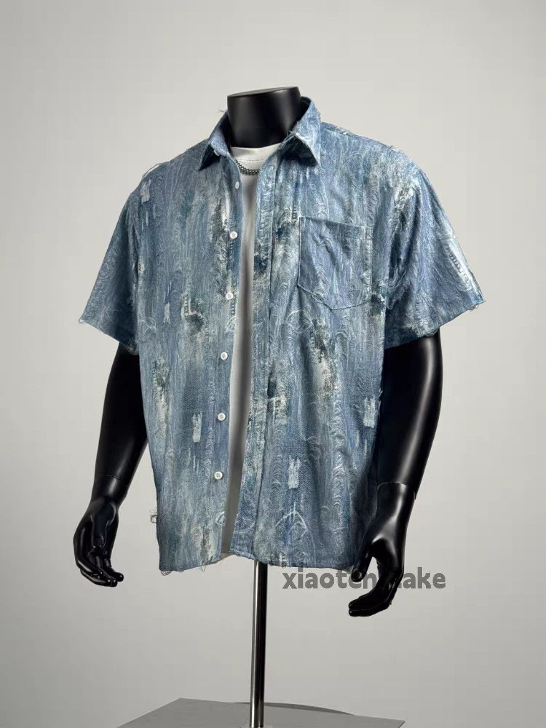 Vintage Unisex washed faded festival denim damaged shirt Size US M / EU 48-50 / 2 - 1 Thumbnail