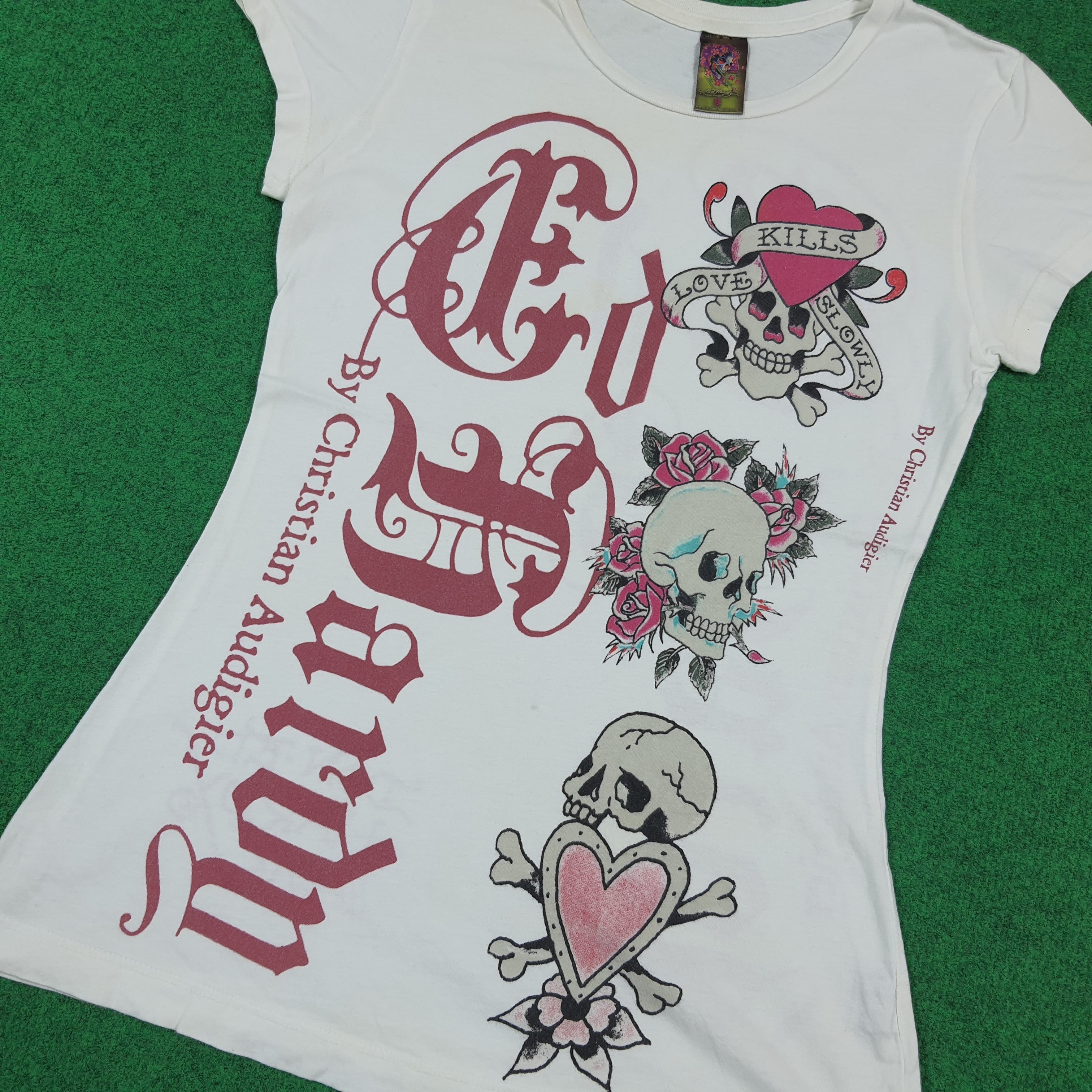 Ed Hardy Vintage 90s Ed Hardy Babydoll Slim Fit Tshirt C301N66 Size S / US 4 / IT 40 - 2 Thumbnail