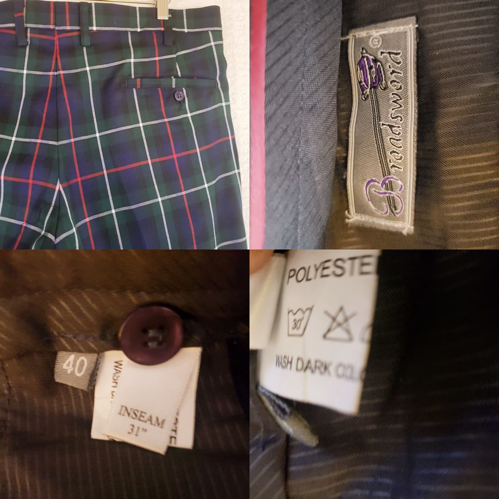 Etro Murray Golf Pants by Broadsword Mens Multicolor Retro Plaid 40x27 Golf Pants Slit Pocket Straight Rise High Front Flat Front Regular Mens Size US 40 / EU 56 - 9 Thumbnail