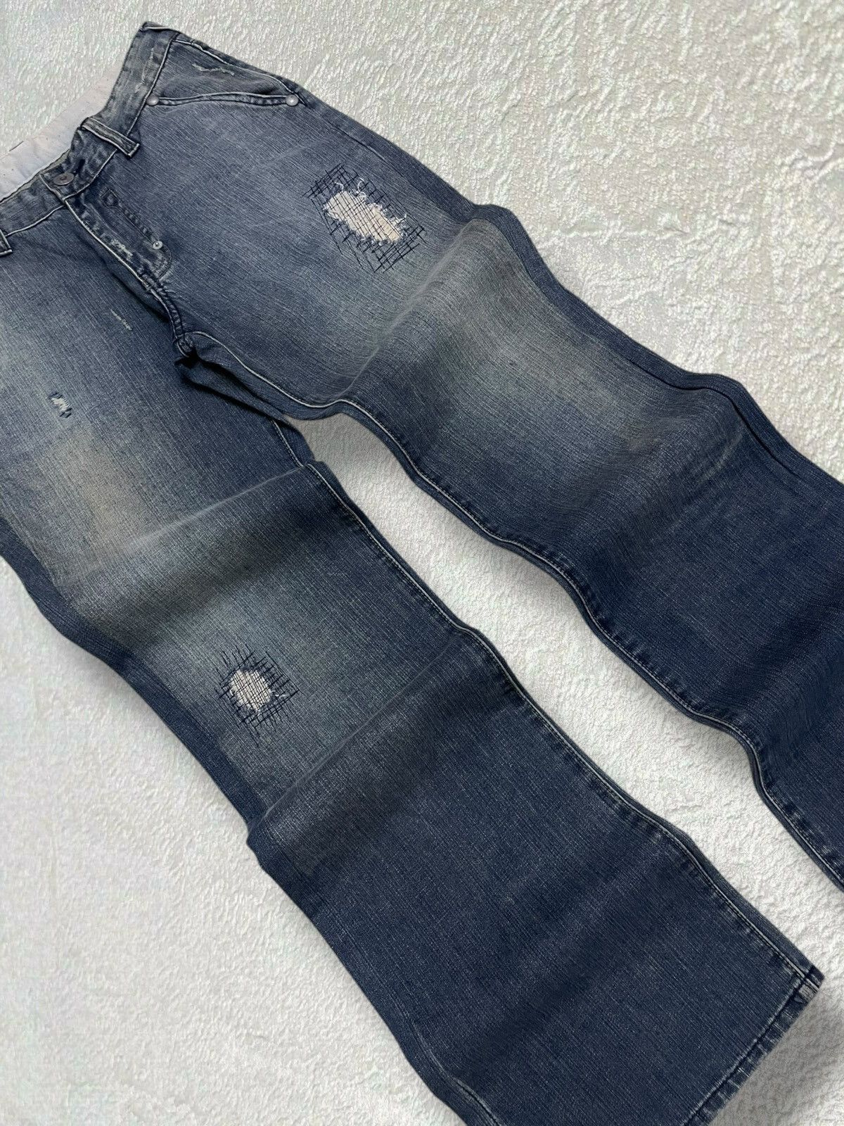 Tornado Mart Vintage Japan Designer Rush/Hour Distressed Flared Denim Size US 32 / EU 48 - 5 Thumbnail