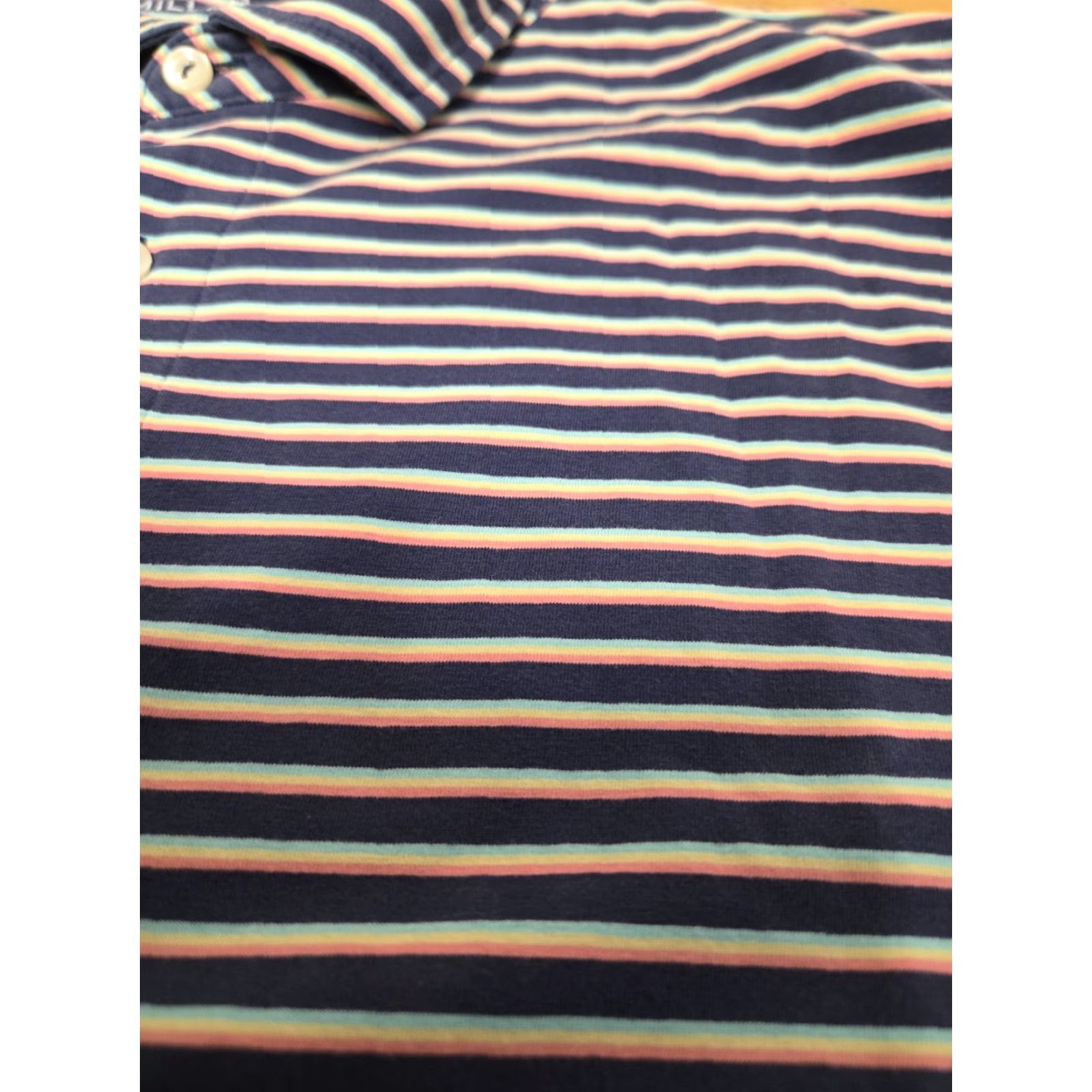 Peter Millar Peter Millar Seaside Polo Shirt Mens 2XL Multicolor Striped Short Sleeve Collared Logo Button Polo Beach Hawaii Tropical Golf Casual Size US XXL / EU 58 / 5 - 2 Thumbnail