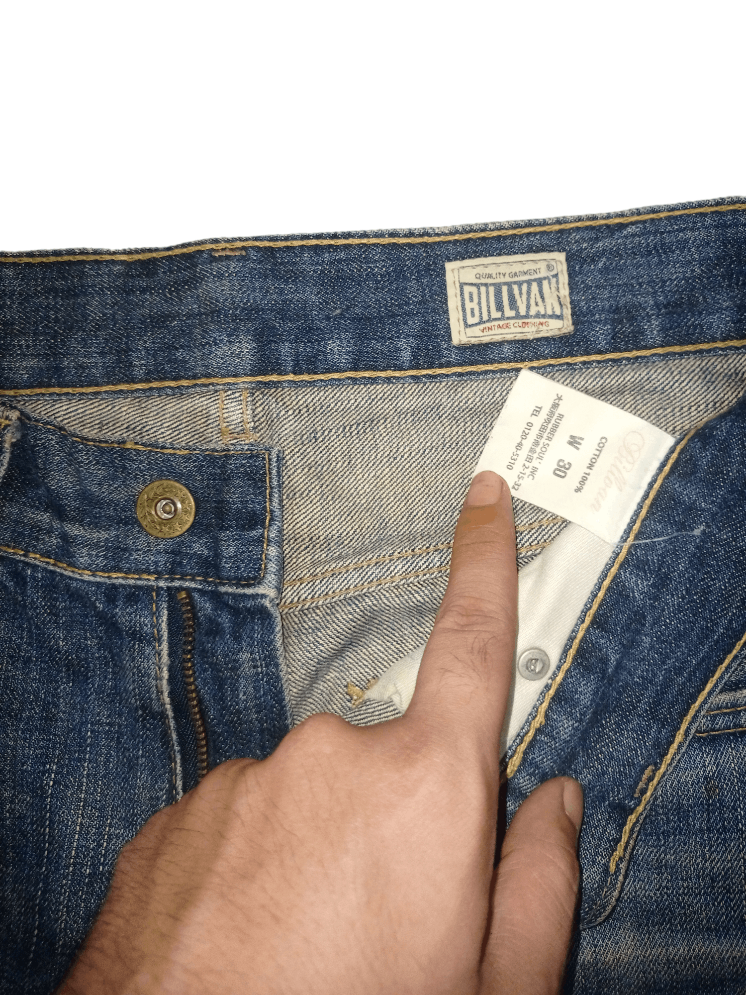 Japanese Brand Vintage BILLVAN Mud Wash Distressed Selvedge Loose Jeans Size US 31 - 5 Thumbnail