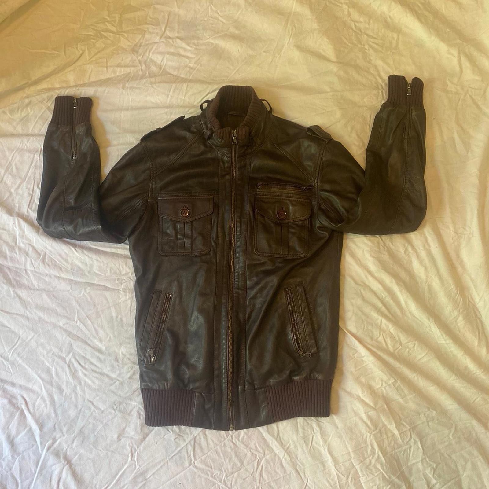 Sneaker Politics Men’s politix natural leather jacket zip up ribbed collar Size US M / EU 48-50 / 2 - 5 Thumbnail