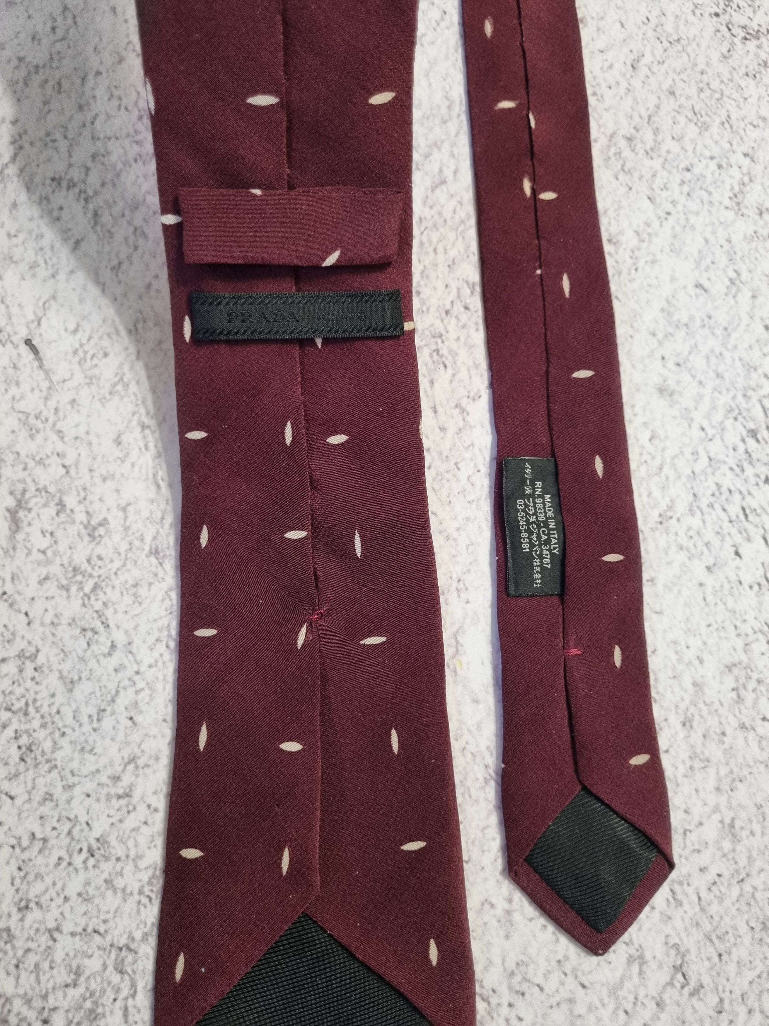 Prada Prada Milano Burgundy Silk Tie Size ONE SIZE - 5 Thumbnail