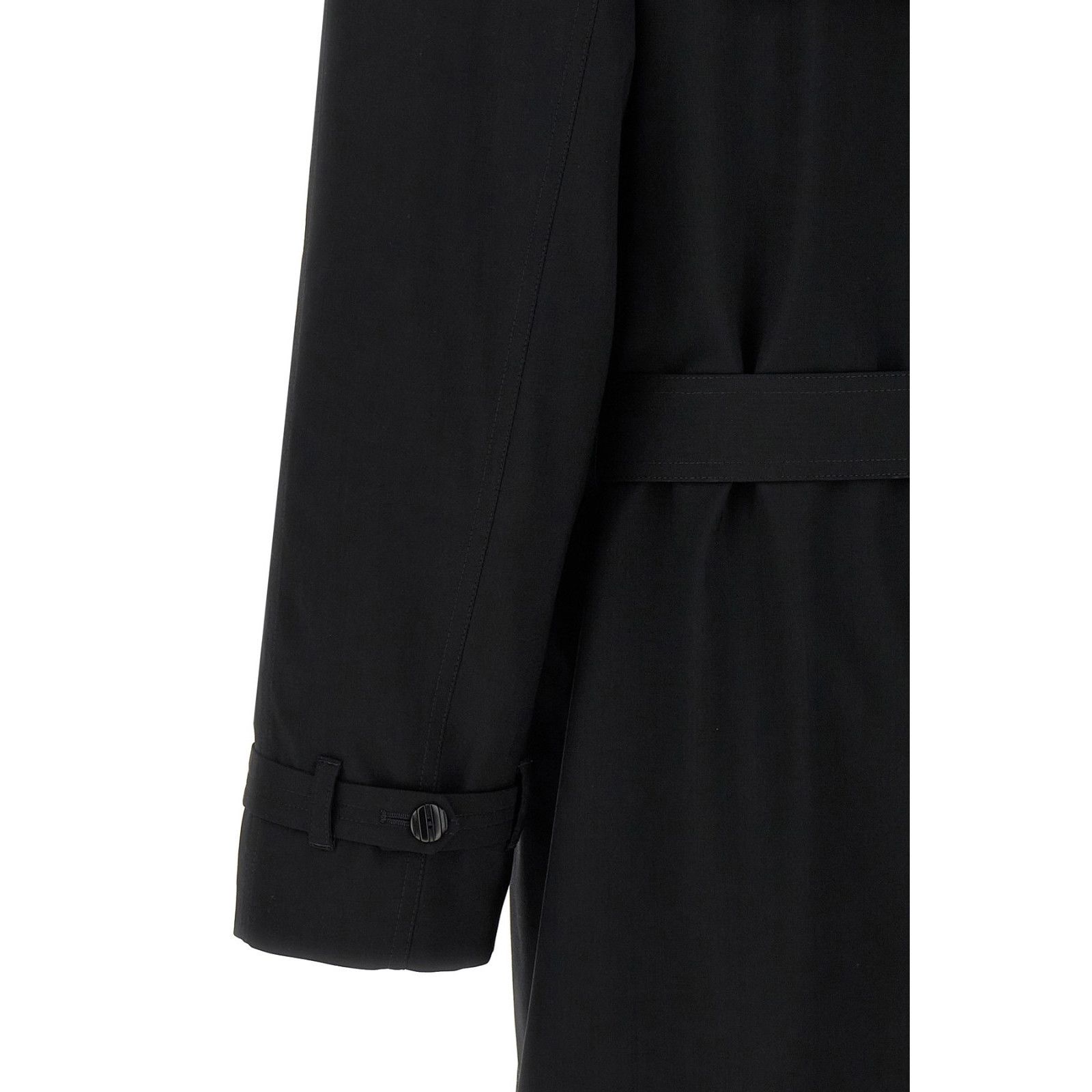 FENDI Double Breasted Black Wool Long Trench Coat New & Auth