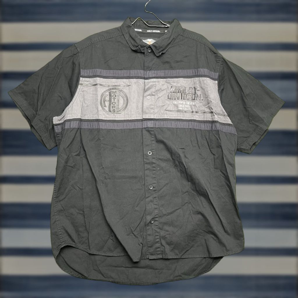 Harley Davidson Harley-Davidson Mechanic Shirt Mens 2XL Short Sleeve Casual Khaki Y2K Button Size US XXL / EU 58 / 5 - 1 Thumbnail