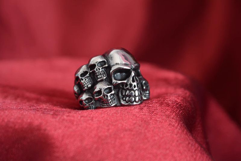 Jewelry Skull Dark Jewelry Rings Open Size Chrome Ring (Size 7-13) Size ONE SIZE - 6 Thumbnail