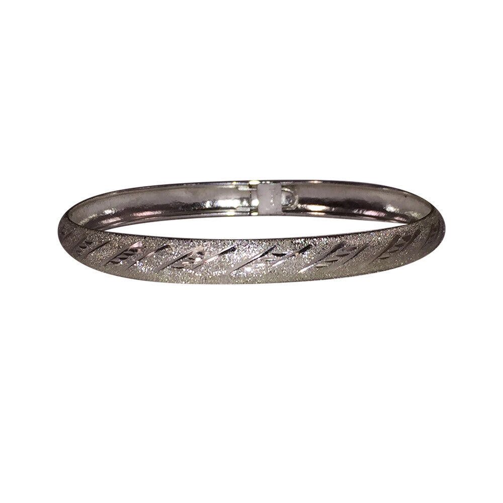 Designer Sterling Silver Diamond Etched Flexible Bangle Bracelet Size ONE SIZE - 1 Thumbnail