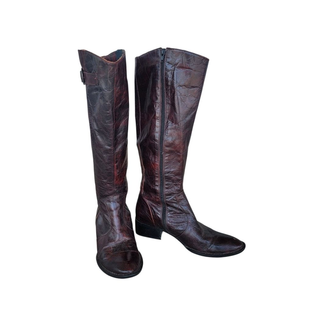 Other EUC Born Crown Roxie Brown Distressed Crackle Tall Boots Size US 8.5 / IT 38.5 - 1 Thumbnail