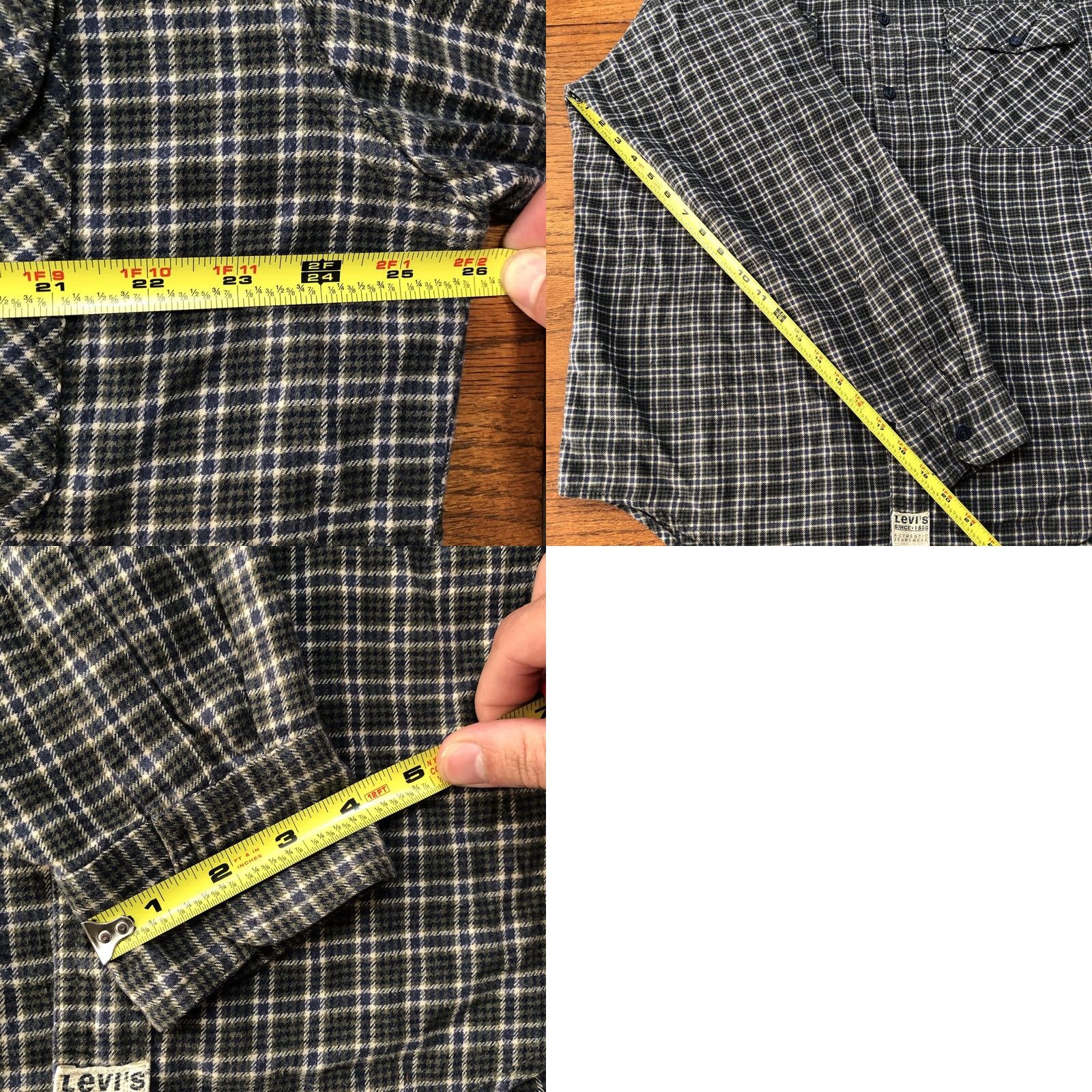 Levi's VINTAGE Levi's Shirt Men Large Green Blue Plaid Heavyweight Pocket Size US L / EU 52-54 / 3 - 8 Thumbnail