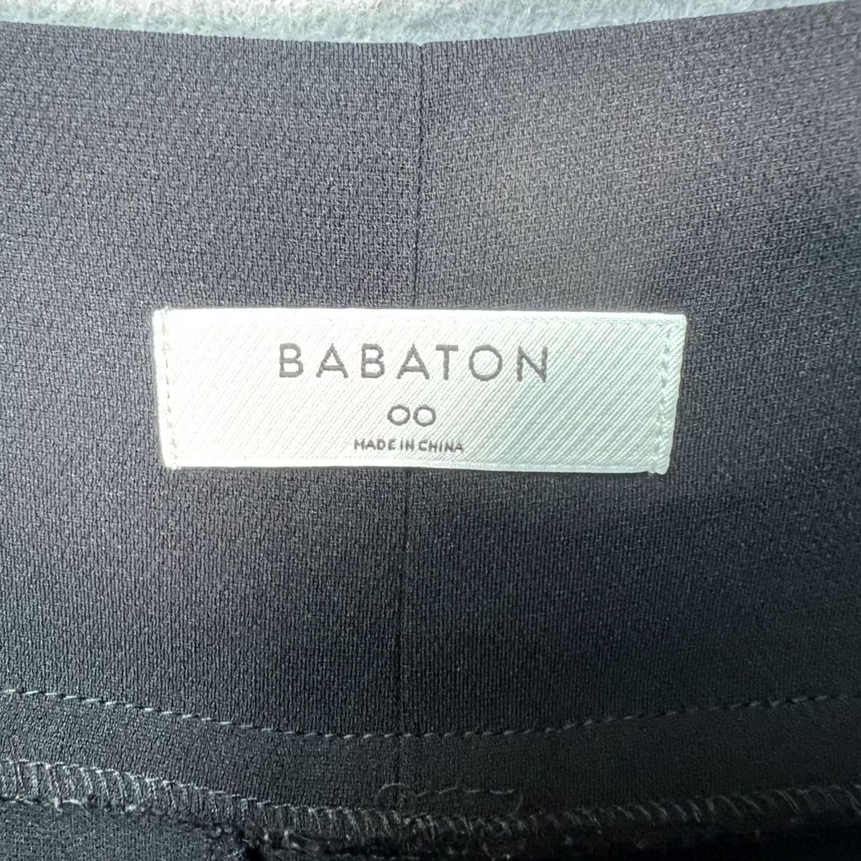Vintage Babaton Womens 00 High-Waisted Black Wide-Leg Pants Belted Waist Dress Pants Pockets Size 24" / US 00 / IT 34 - 3 Thumbnail