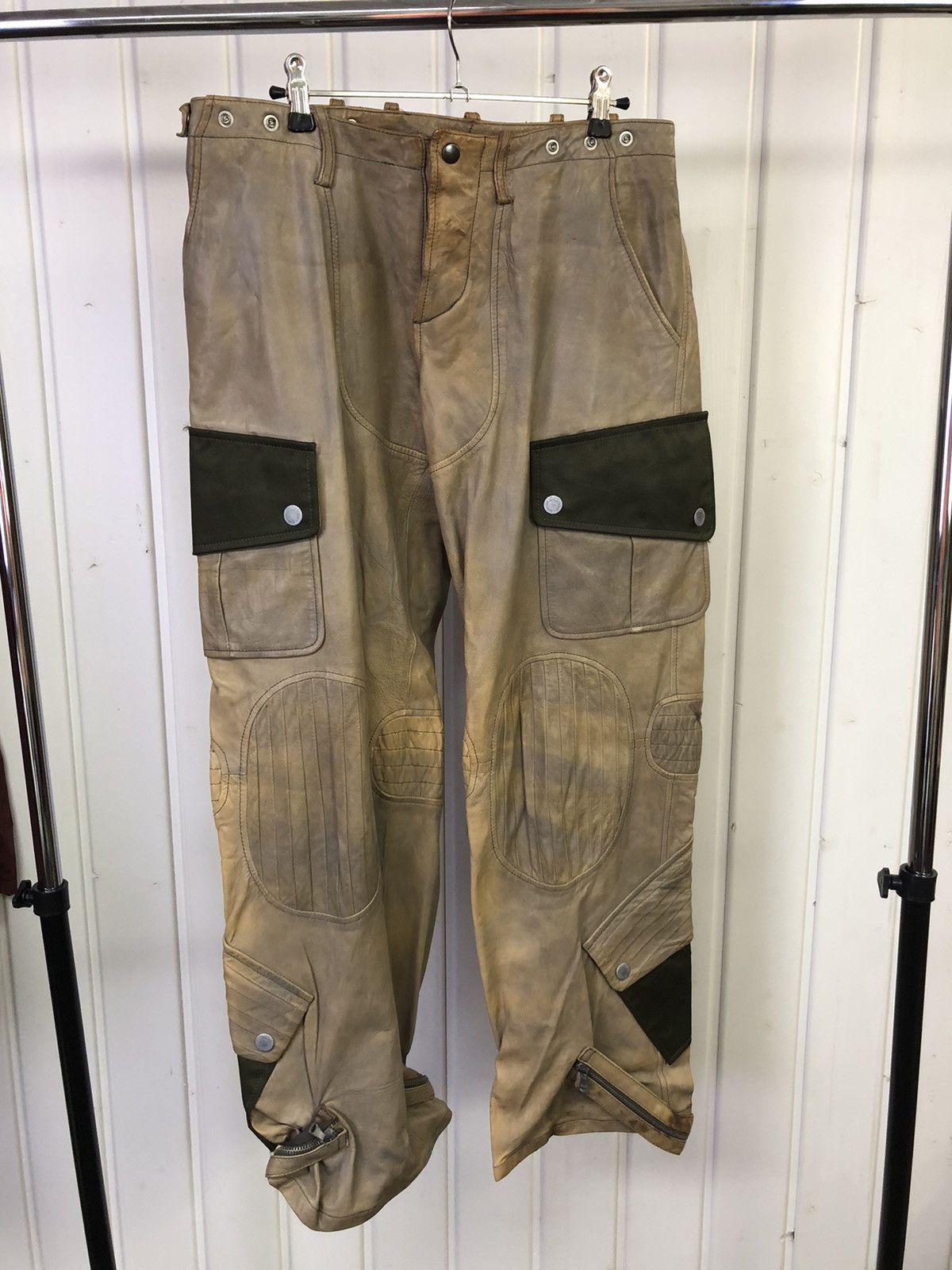 image of Dolce Gabbana Fw2004 Sample Dolce & Gabbana Leather Camo Cargos, Men's (Size 34)