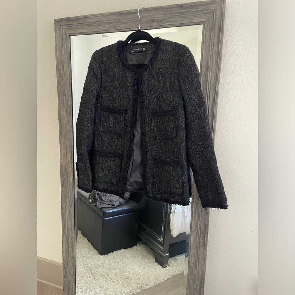 Zara Zara black textured blazer Size S / US 4 / IT 40 - 1 Thumbnail
