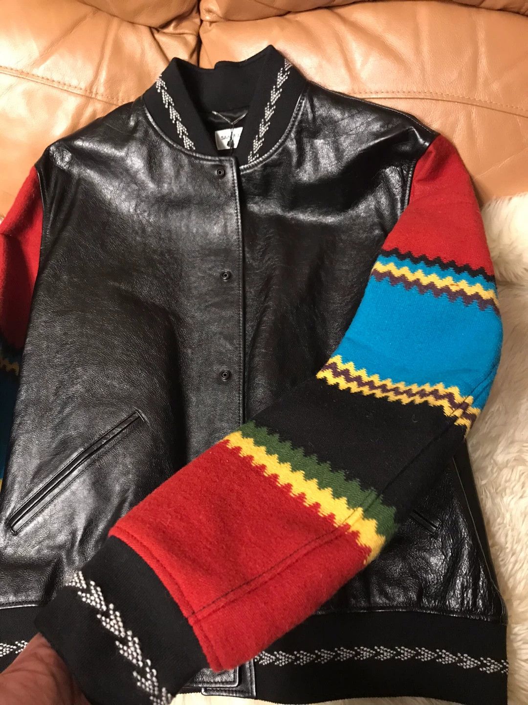 Saint Laurent Paris YSL wool leather panel teddy jacket 54 (small) Size XXL / US 16-18 / IT 52-54 - 6 Thumbnail