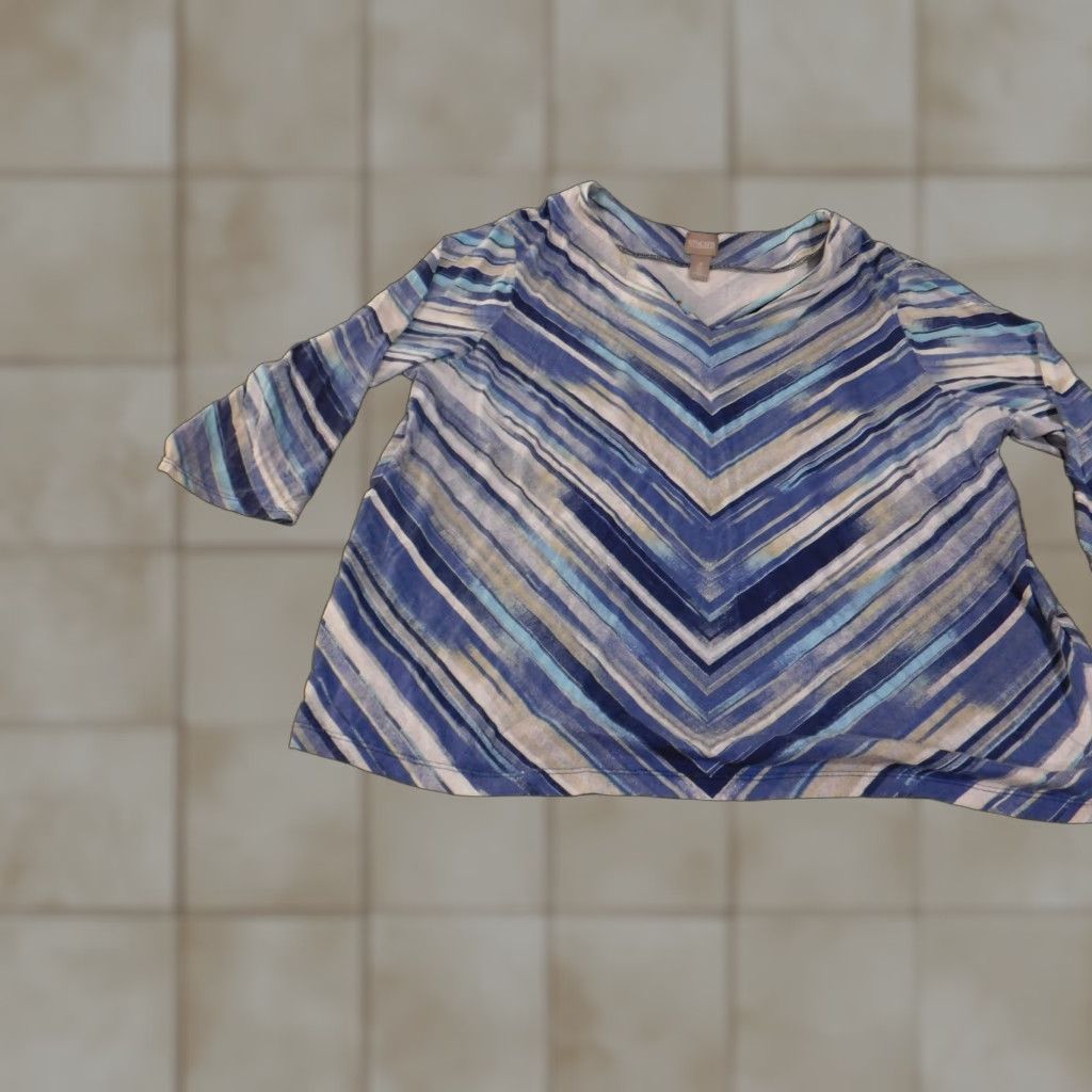 Vintage Chico's Shirt Womens 3 Blue White Striped 3/4 Sleeve V Neck Lightweight Top Shirt Womens T Size XS / US 0-2 / IT 36-38 - 1 Thumbnail