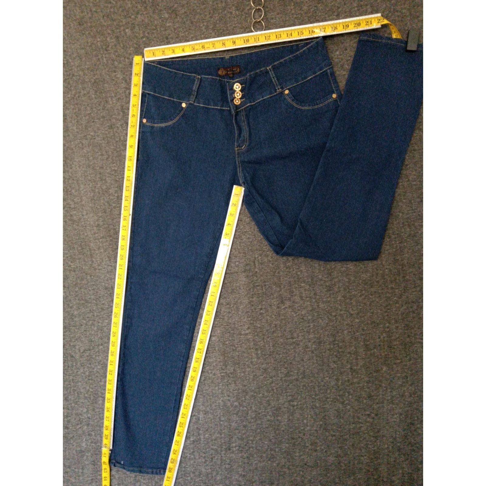 Vintage Unbranded Jeans 3 Button Closure Medium Wash Skinny Blue Women's 23/24 Size 40" / US 18 - 4 Thumbnail