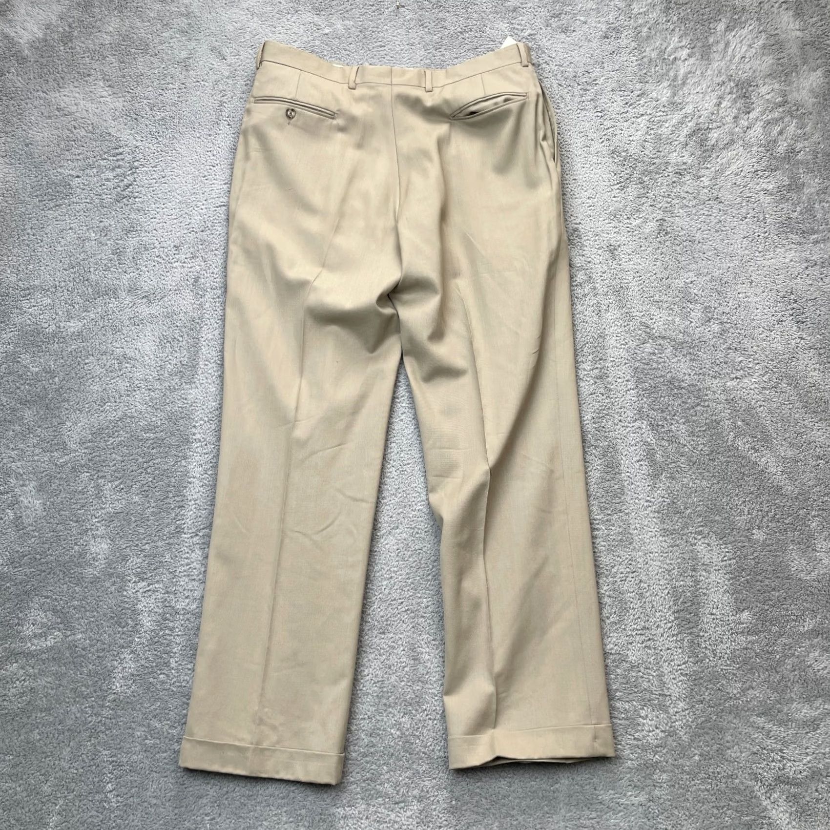 Jos. A. Bank VINTAGE Jos A Bank Pants Mens Medium Beige Dress Pleated Cuffed Straight Leg Formal Size US 34 / EU 50 - 2 Thumbnail