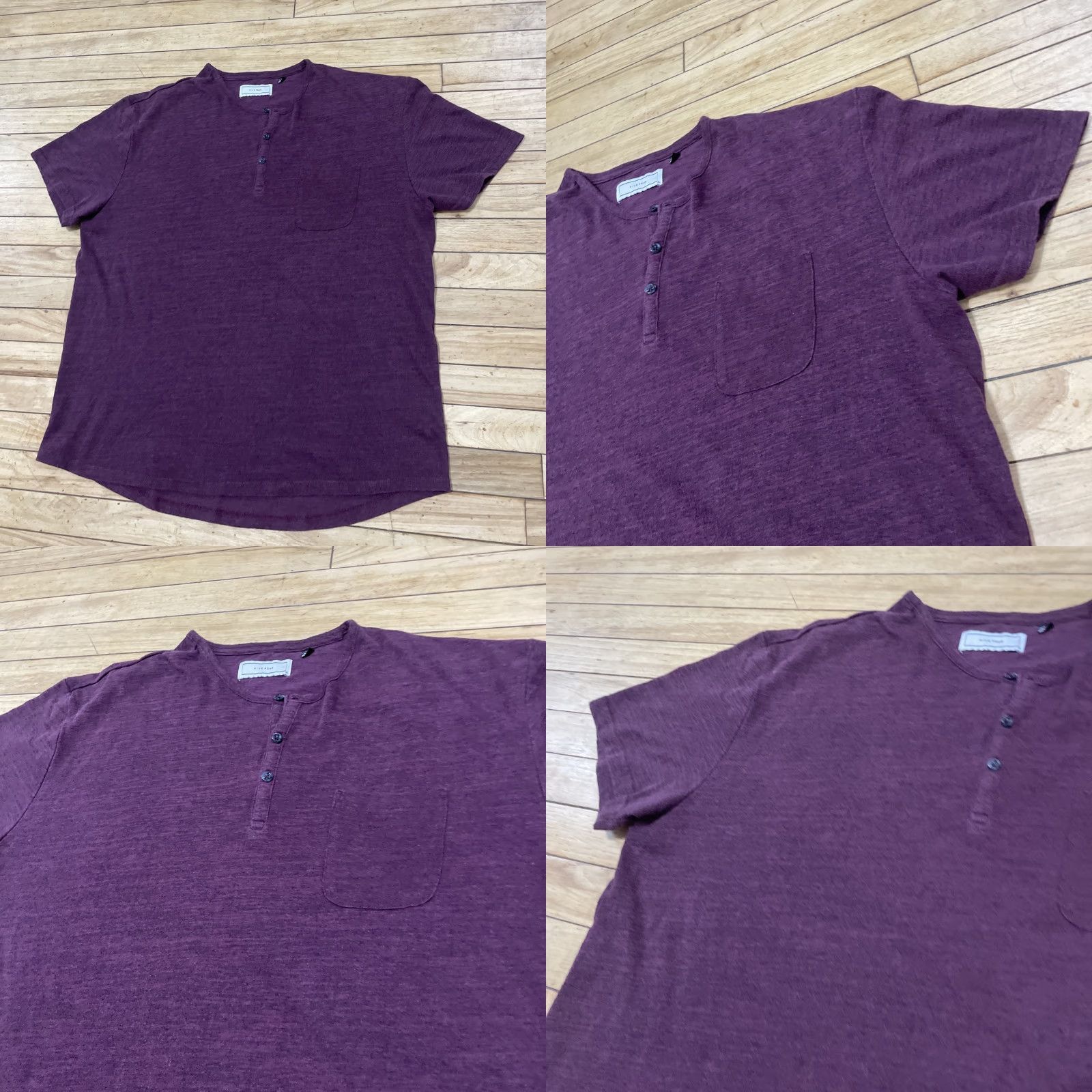Vintage Five Four Henley Shirt Men XL Burgundy Red Textured Terry Dark Dressy Mature Shirt Size US XL / EU 56 / 4 - 9 Thumbnail