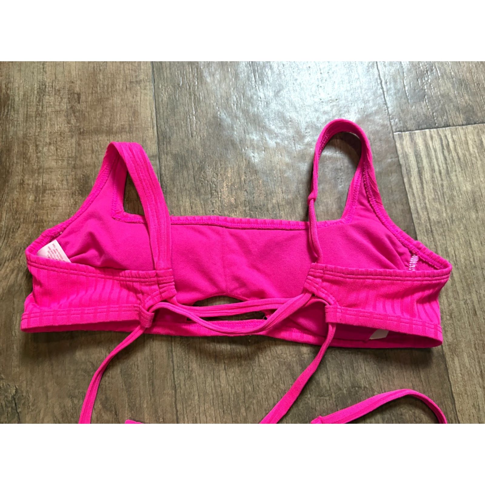 Vintage Xhilaration Bralette Bikini Top Womens Juniors Medium M Pink Tie Back Swim Suit Size M / US 6-8 / IT 42-44 - 2 Thumbnail