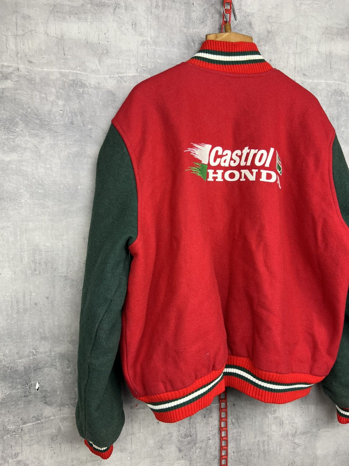 Honda Vintage Honda Castrol Racing Heavy Wool Bomber Jacket Xl Size US XL / EU 56 / 4 - 17 Thumbnail
