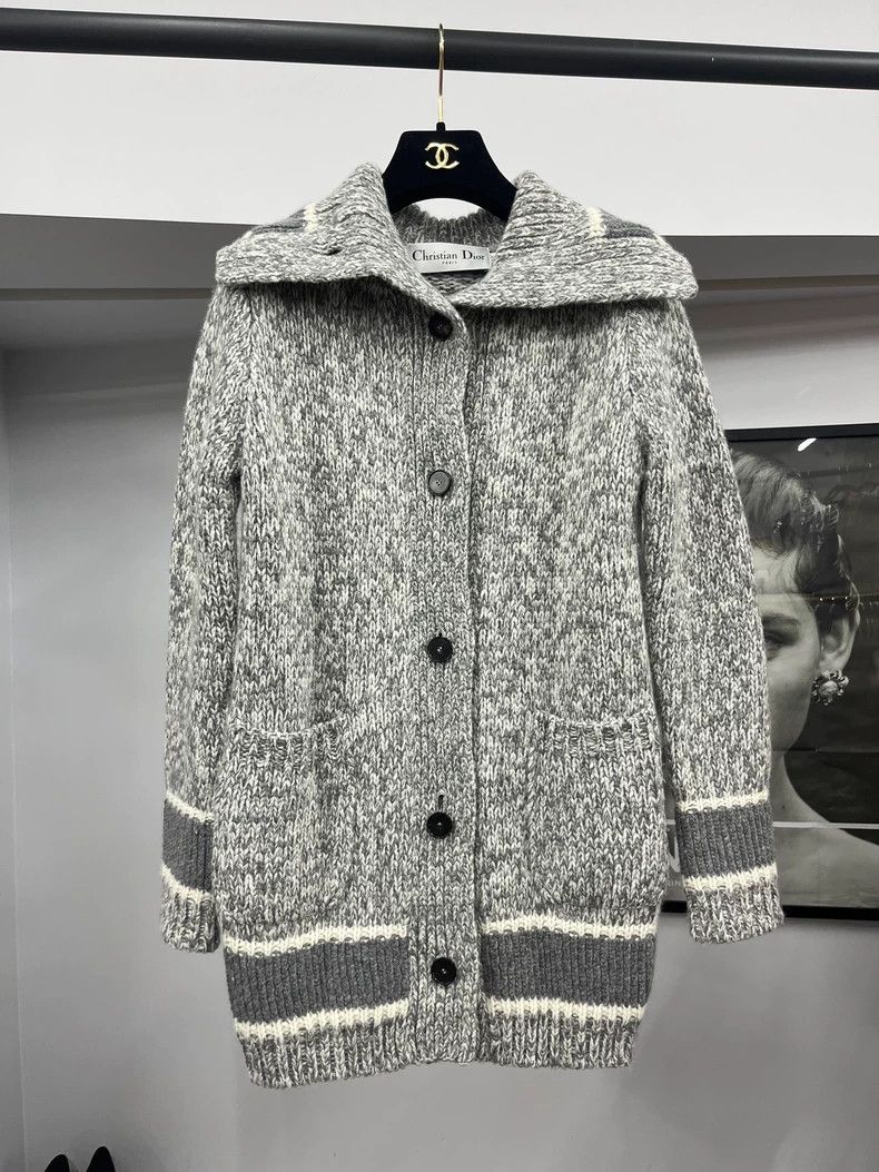 Dior Dior Gray Collar Knit Cardigan Size US M / EU 48-50 / 2 - 1 Thumbnail
