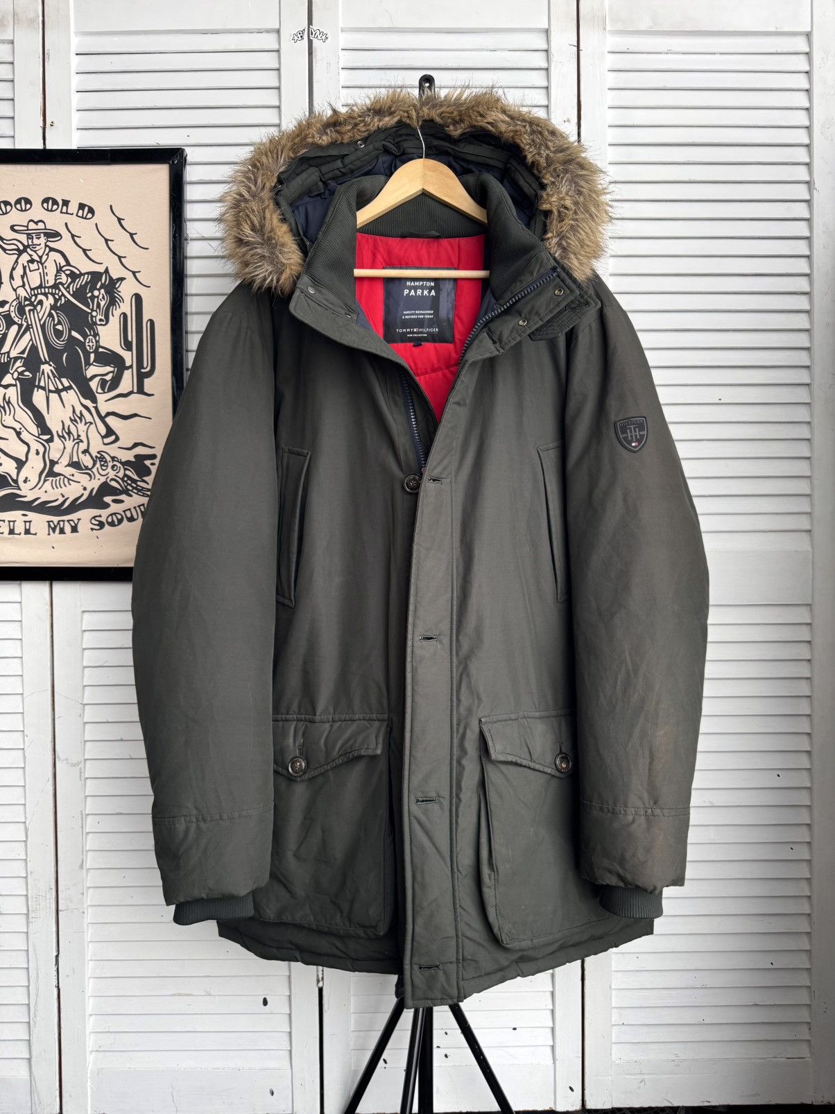 Tommy Hilfiger Hampton Parka Green Down Fur Hood