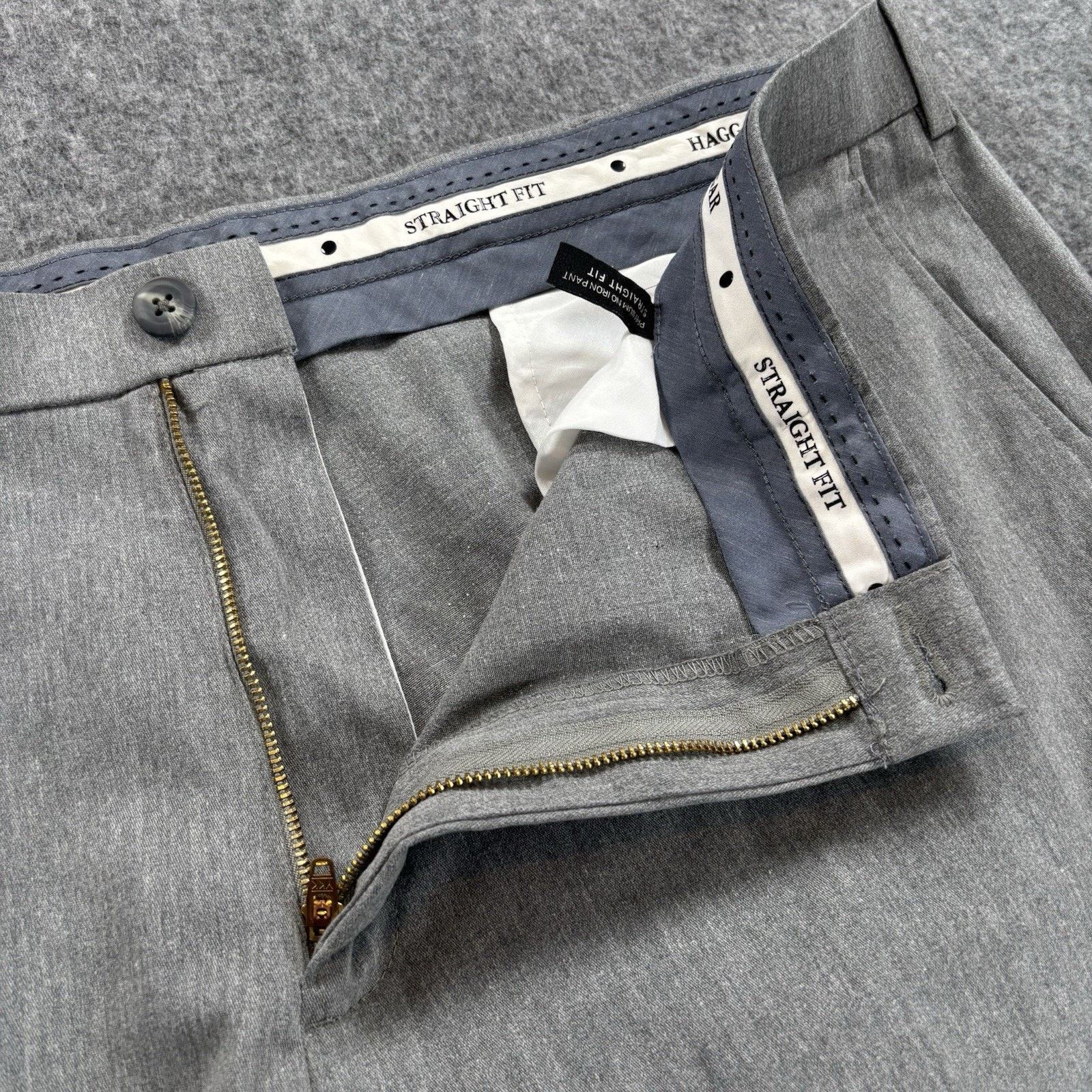 Haggar Haggar Mens Pants 40x30 Straight Grey Perfect Fit Waistband Size US 40 / EU 56 - 3 Thumbnail
