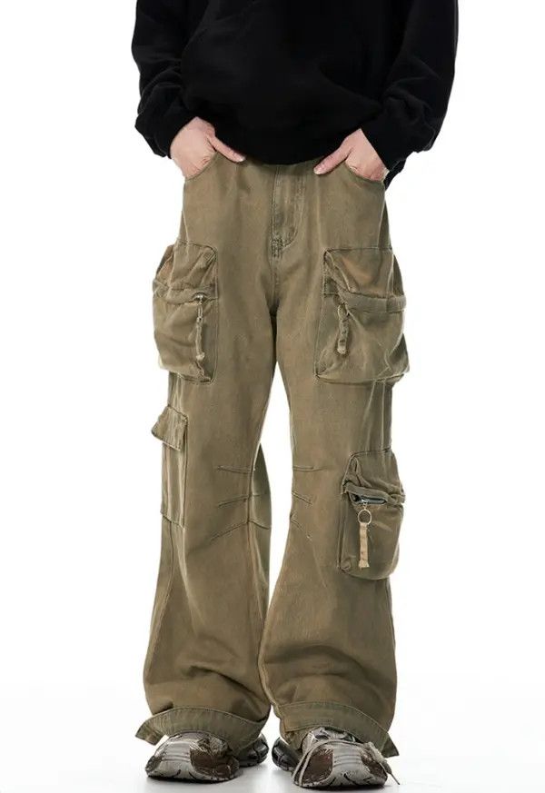 VIBE Retro washed distressed multi-pocket jeans Size US 32 / EU 48 - 6 Thumbnail