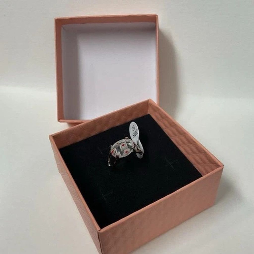 The Unbranded Brand NWT Summer Floral Glass Ring SilverTone Clear Glass Women 20 Size ONE SIZE - 7 Thumbnail