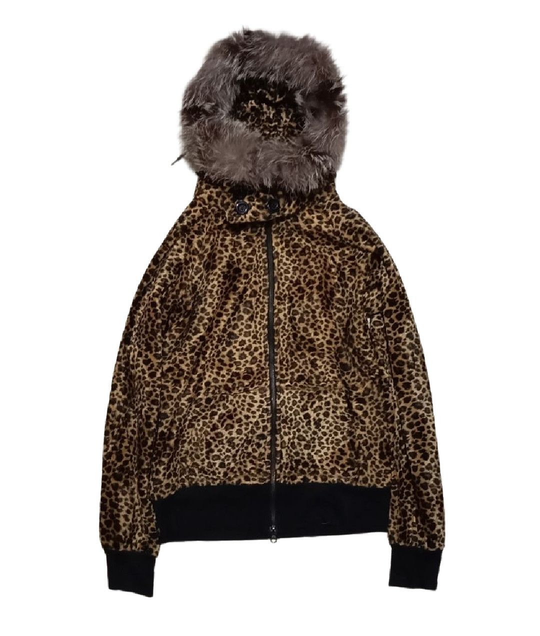 Le Grande Bleu (L.G.B.) 2000's Velvet Leopard Fur Hoodie Size L / US 10 / IT 46 - 1 Thumbnail