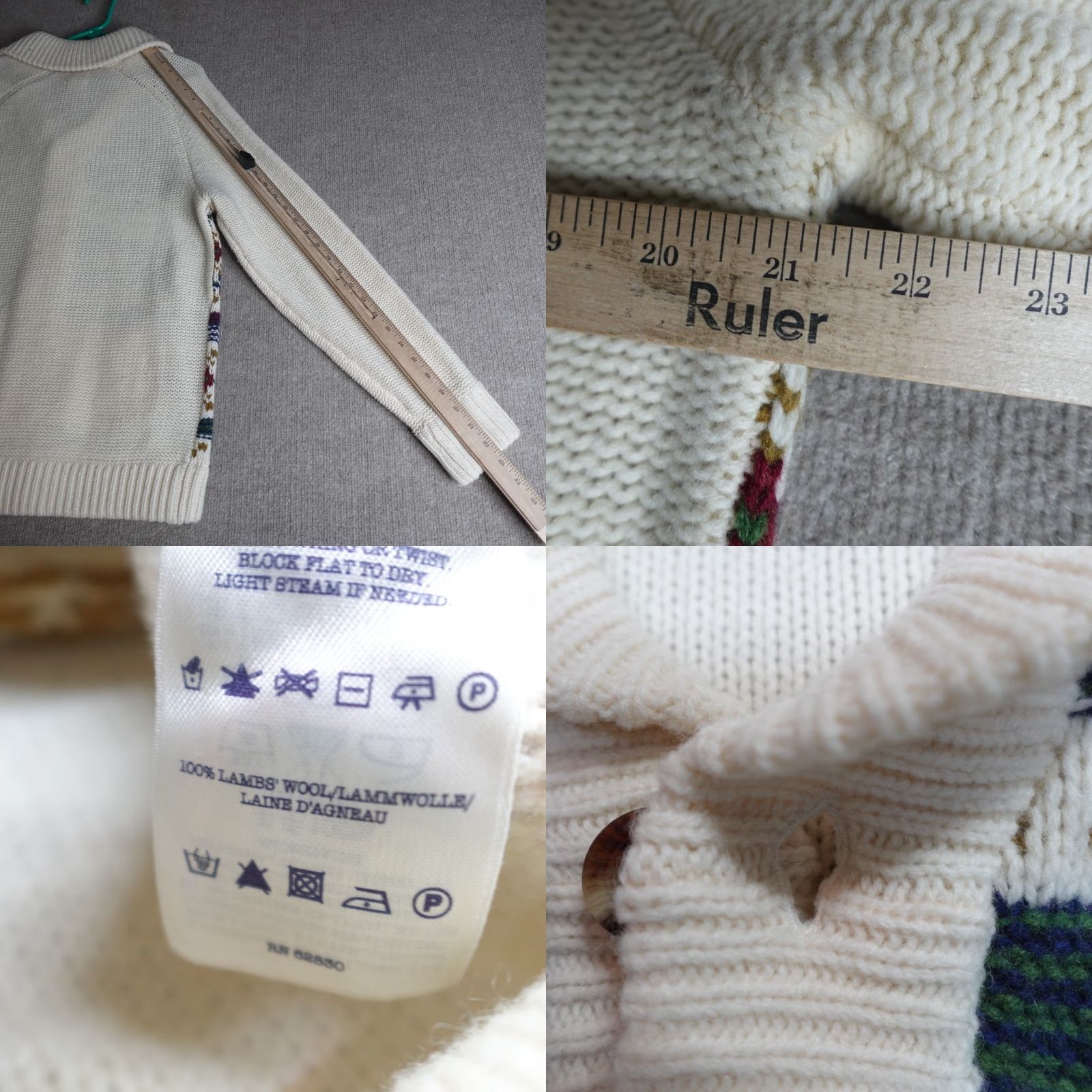 Lands' End VINTAGE Lands' End Cowichan Sweater Medium Ivory Shawl Collar 100% Lambswool Cardigan Mens Size US M / EU 48-50 / 2 - 8 Thumbnail