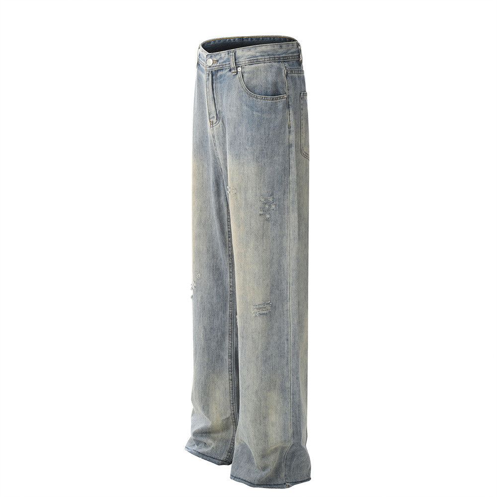 Japanese Brand × Jean Distressed men's punk ripped straight-leg raw-edge jeans Size US 32 / EU 48 - 2 Thumbnail