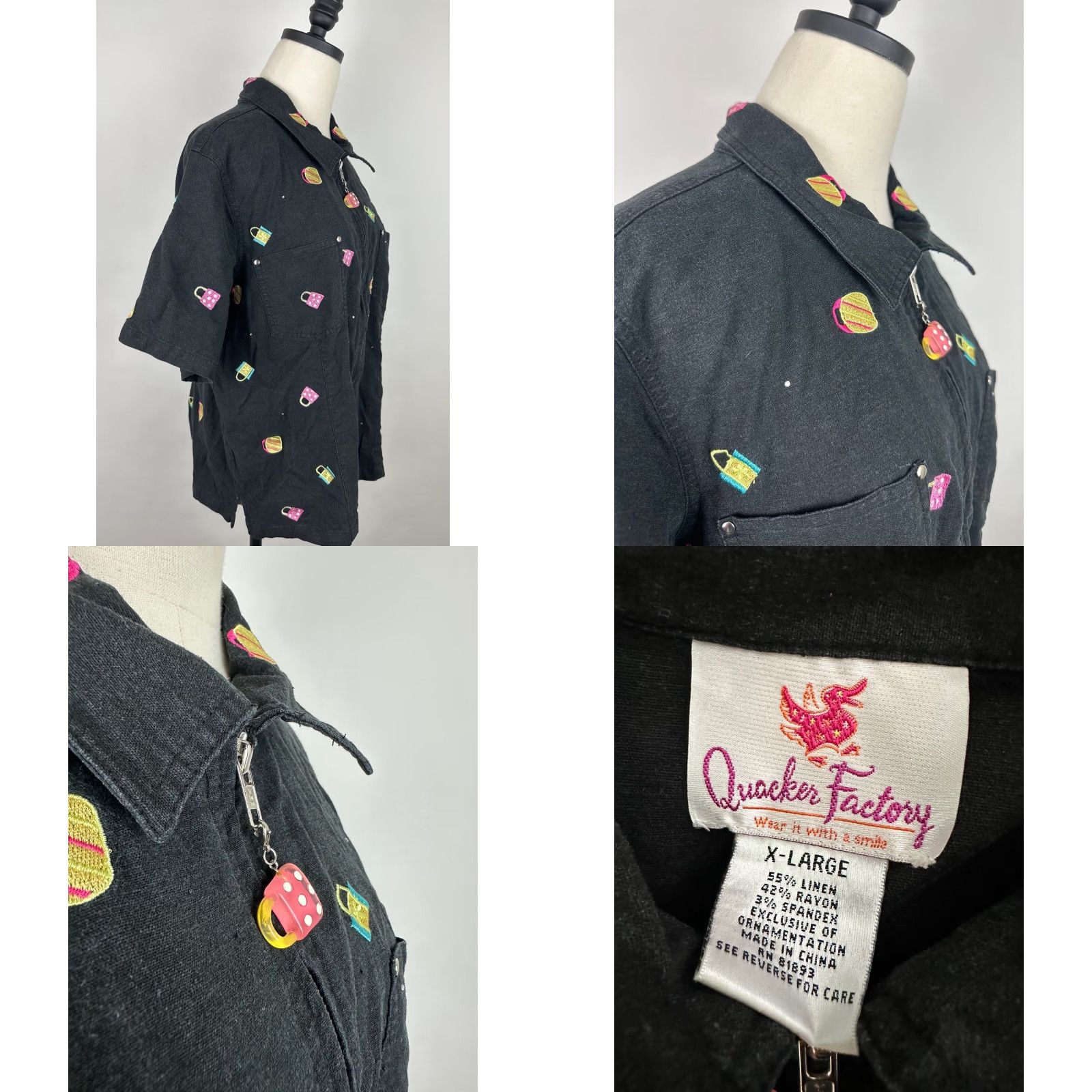 Quacker Factory Quacker Factory Embroidered Jacket XL Full Zip Novelty Y2K Cyber Shopping Bags Size XL / US 12-14 / IT 48-50 - 8 Thumbnail