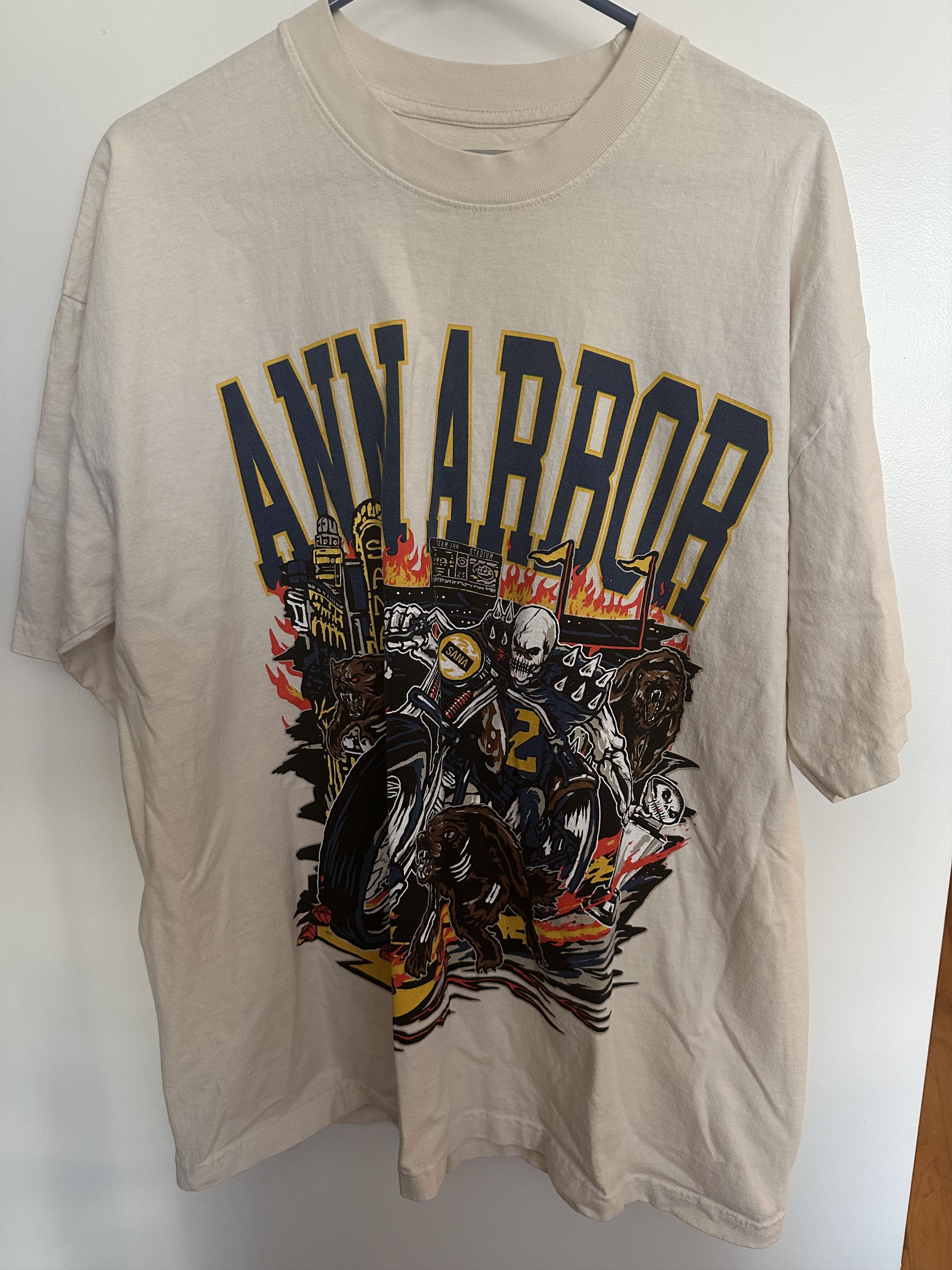 SANA Sana Detroit Blake Corum Michigan Wolverines T Shirt Cream Size US XL / EU 56 / 4 - 1 Thumbnail