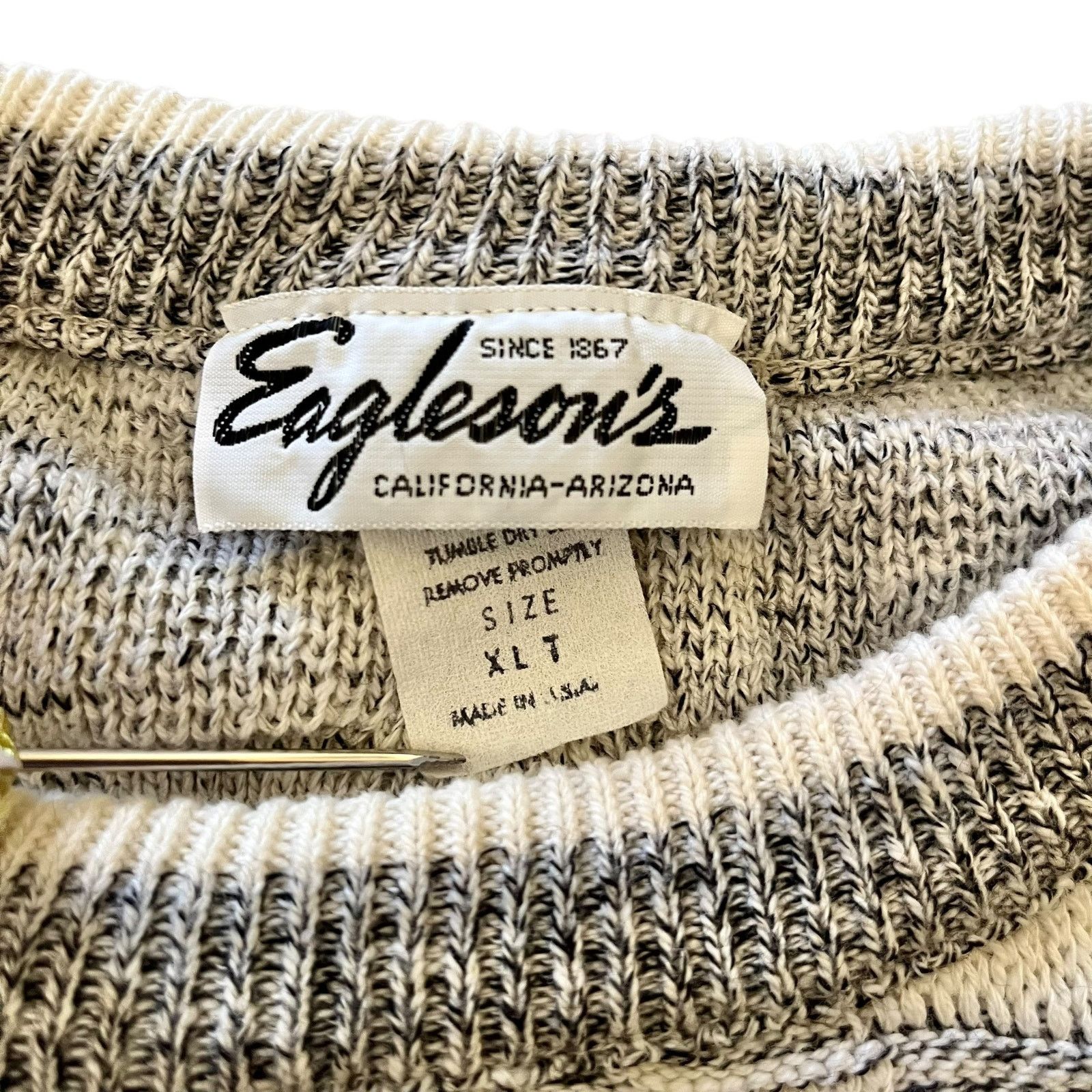 Vintage Vintage Eagleson's Checkered Gray Ivory-White Cotton Sweater Size US XL / EU 56 / 4 - 3 Thumbnail