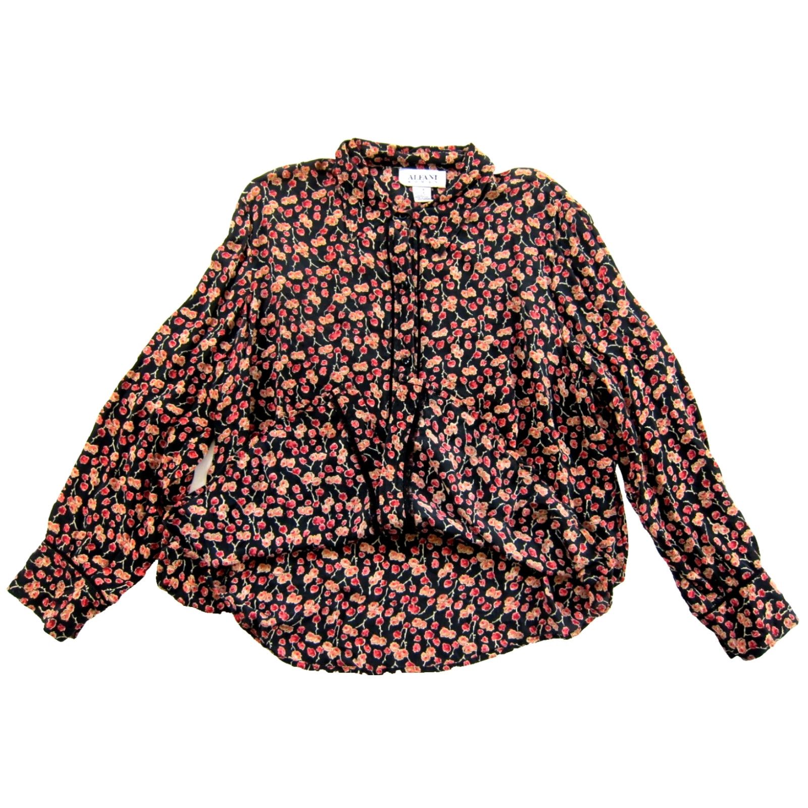 Alfani Alfani Blouse Shirt 18W Women Silk Floral Pink 100% Silk Collared Long Sleeve Button Down Size XXL / US 16-18 / IT 52-54 - 4 Thumbnail