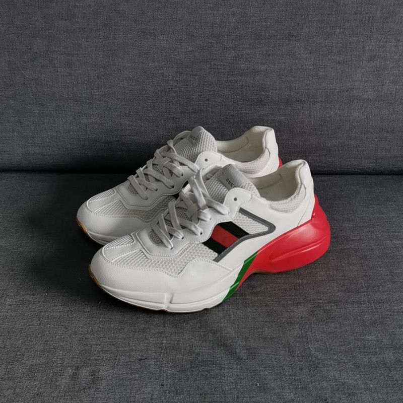 Gucci Gucci Rhyton Casual Dad Sneakers in White Red Green 0079 Size US 11 / EU 44 - 1 Thumbnail