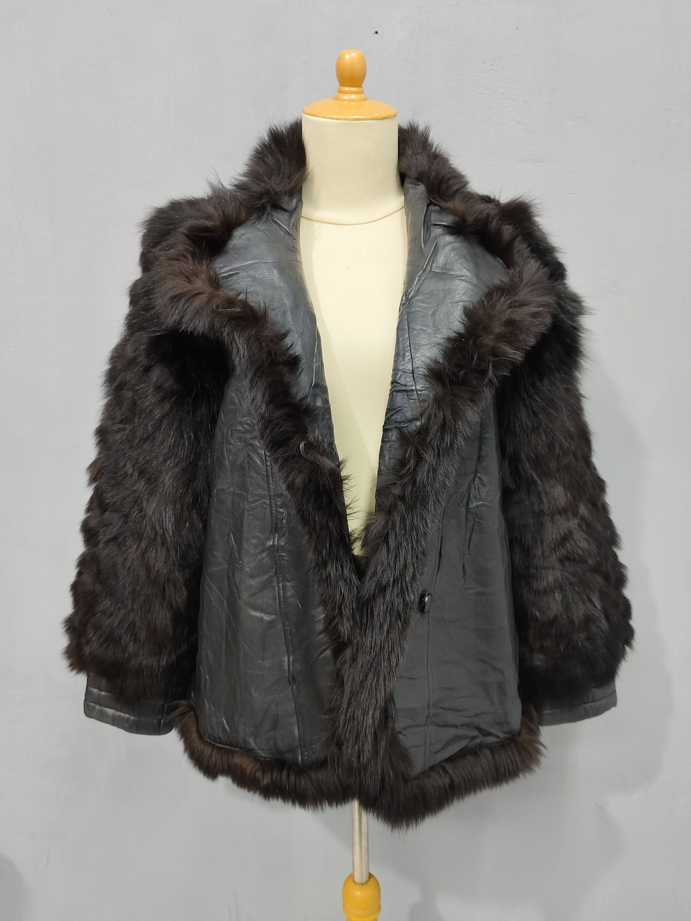 Japanese Brand 90s Unbrand🇯🇵 Real Fur Sleeve Trim Goatskin Leather Jacket Size L / US 10 / IT 46 - 11 Thumbnail